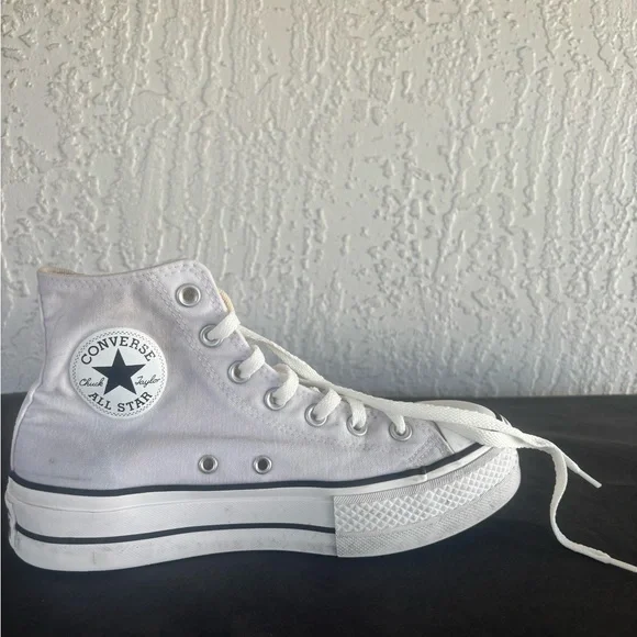 Converse Women's White High-Top Sneakers platform - Picture 2 of 4